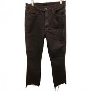 MOTHER women's Insider Crop Step Fray Jeans - Black size 30